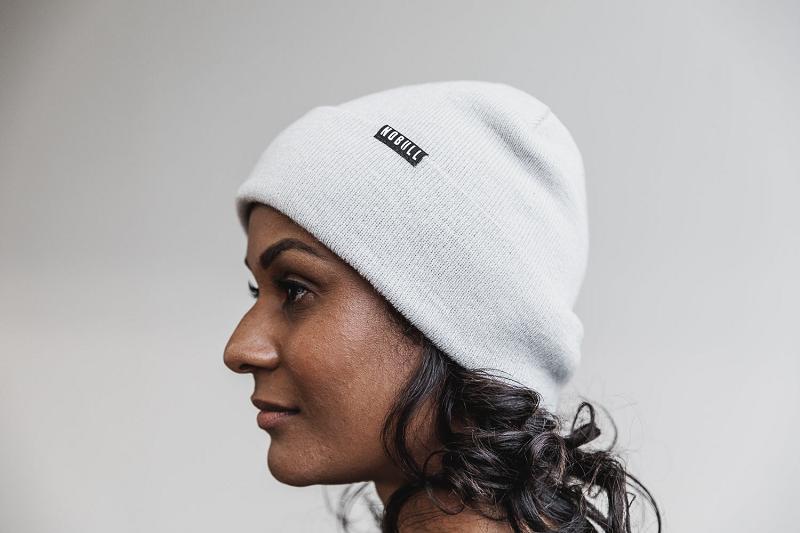 Men's Nobull Cuffed Beanie Hats White | SG R2589V